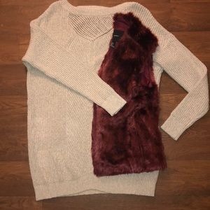 MAROON FAUX FUR FOREVER 21 VEST
